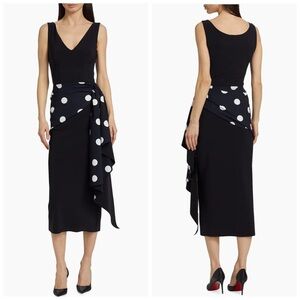 Chiara Boni La Petite Robe Airose Polka Dot Sash Midi-Dress Size 8